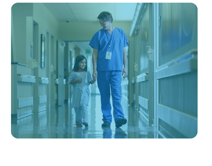 Child walking with a nurse