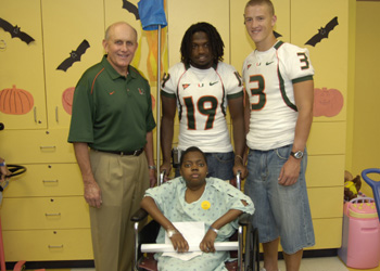 University of Miami Football Players Drop by Miami Children's Hospital for Surprise Visit